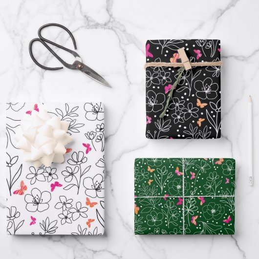butterfly trio wrapping paper ラッピングペーパーシート (正面)