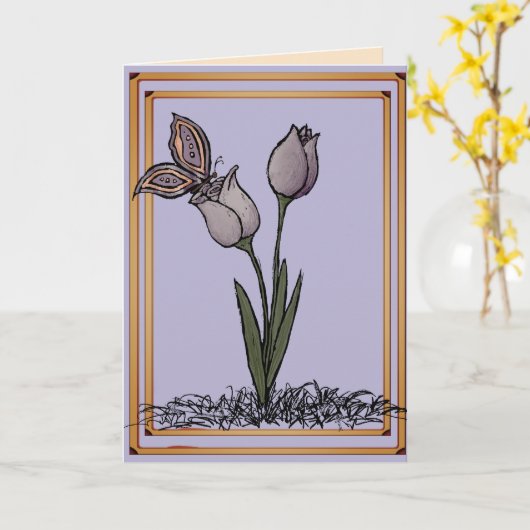 Butterfly Tulips Card カード (黄色い花)