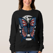 Butterfly USA Flag Cute Fourth Of July Funny Ameri スウェットシャツ (正面)