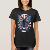 Butterfly USA Flag Cute Fourth Of July Funny Ameri Tシャツ (正面)