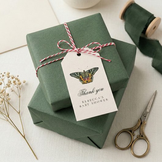 Butterfly Vintage Summer Garden Baby Shower ギフトタグ