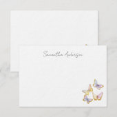 Butterfly Watercolor Personalized Flat Note Card ノートカード (正面/裏面)