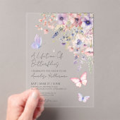 Butterfly Wildflower Bridal Shower アクリル招待状 (インサイチュ (ポータブル))