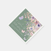 Butterfly Wildflower Bridal Shower スタンダードカクテルナプキン (角)
