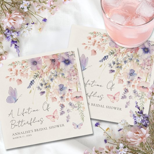 Butterfly Wildflower Bridal Shower スタンダードカクテルナプキン