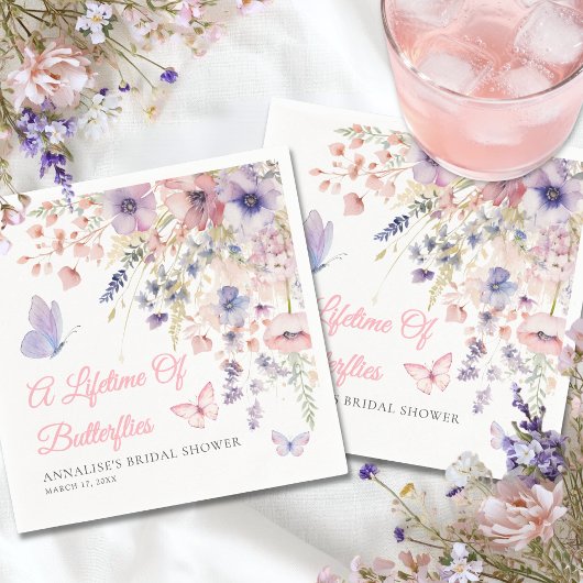 Butterfly Wildflower Bridal Shower スタンダードカクテルナプキン