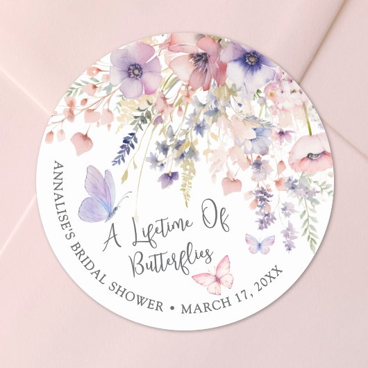 Butterfly Wildflower Bridal Shower ラウンドシール