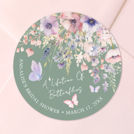 Butterfly Wildflower Bridal Shower ラウンドシール