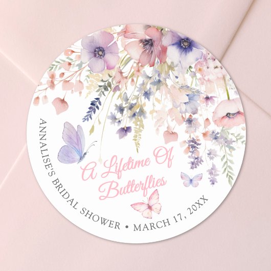 Butterfly Wildflower Bridal Shower ラウンドシール