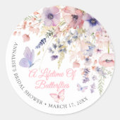 Butterfly Wildflower Bridal Shower ラウンドシール (正面)