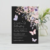 Butterfly Wildflower Bridal Shower 招待状 (スタンド正面)