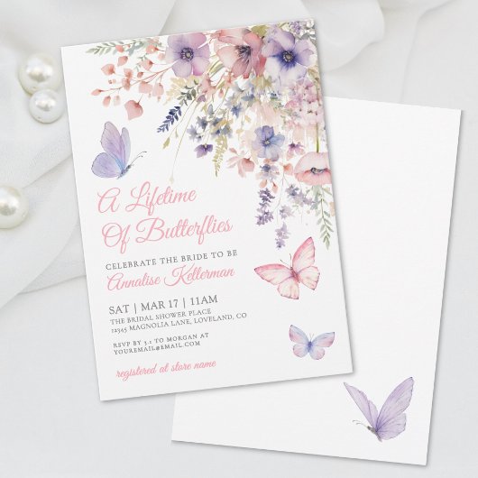 Butterfly Wildflower Bridal Shower 招待状