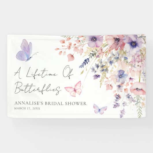 Butterfly Wildflower Bridal Shower 横断幕 (横)