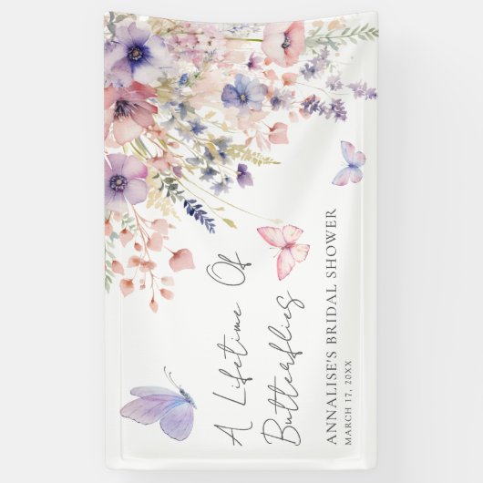 Butterfly Wildflower Bridal Shower 横断幕 (縦)
