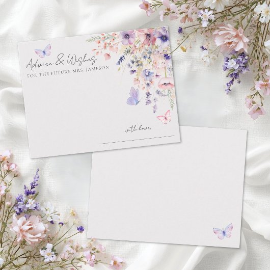 Butterfly Wildflower Bridal Shower Advice エンクロージャーカード