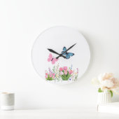 Butterfly & Wildflower Garden Wall Clock – Soft Pi ラージ壁時計 (ホーム)