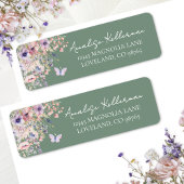 Butterfly Wildflower Return Address ラベル