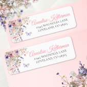 Butterfly Wildflower Return Address Label ラベル