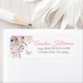 Butterfly Wildflower Return Address Label ラベル (インサイチュ)