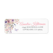 Butterfly Wildflower Return Address Label ラベル (正面)