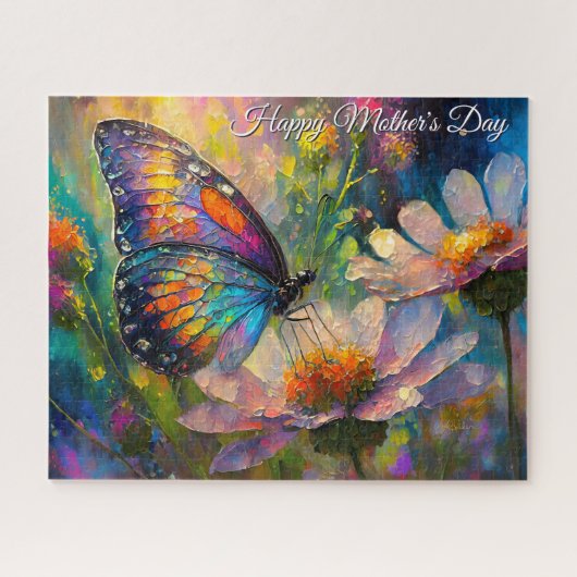 Butterfly Wildflower Sunrise Mother's Day ジグソーパズル (横)