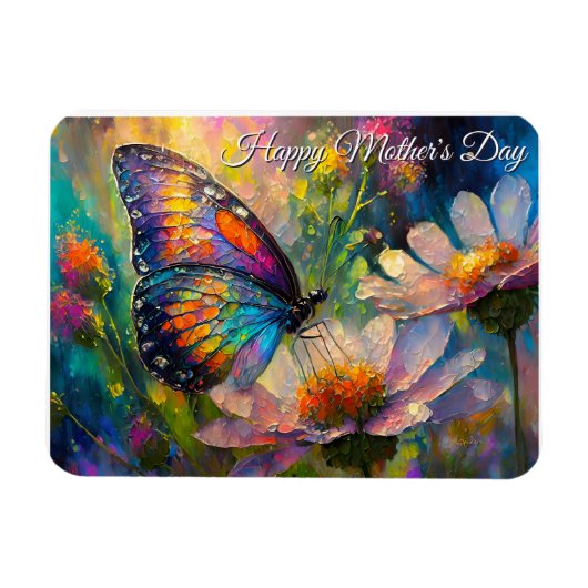 Butterfly Wildflower Sunrise Mother's Day マグネット (横)