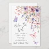 Butterfly Wildflower Wedding セーブザデート (正面/裏面)