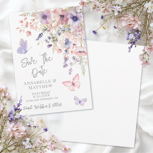 Butterfly Wildflower Wedding セーブザデート