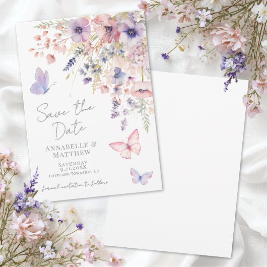 Butterfly Wildflower Wedding セーブザデート