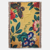 Butterfly with a bush woven jacquard blanket スローブランケット (正面縦)