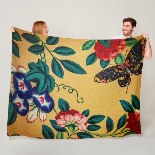 Butterfly with a bush woven polar blanket フリースブランケット (インサイチュ)