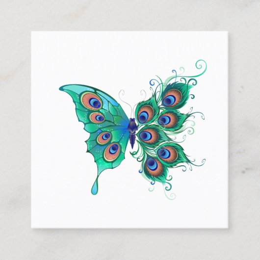 Butterfly with Green Peacock Feathers コーリングカード (正面)
