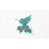 Butterfly with Green Peacock Feathers テーブルクロス (正面(横))