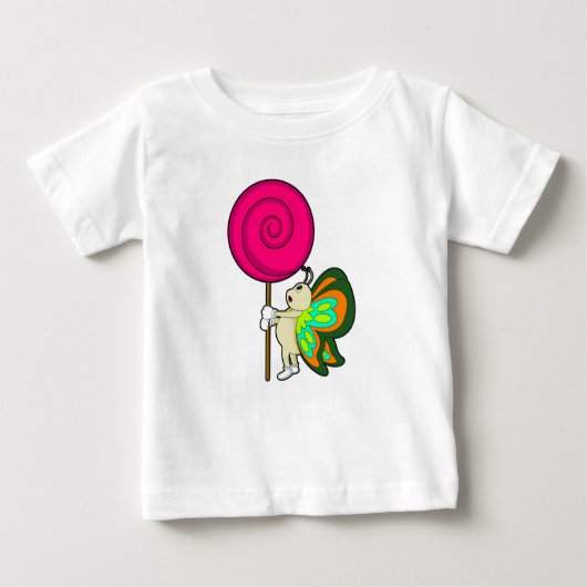 Butterfly with Lollipop ベビーTシャツ (正面)