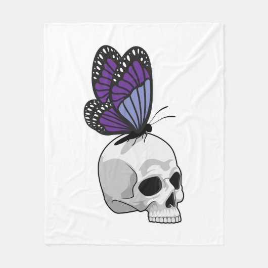 Butterfly with Skull フリースブランケット (正面)
