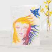 ButterflyWomanの挨拶状 カード (黄色い花)