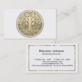 Butterlyの金ゴールドの円の木 名刺 (正面/裏面)