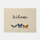 Butterlyパターン歓迎のドア・マット ドアマット (正面)