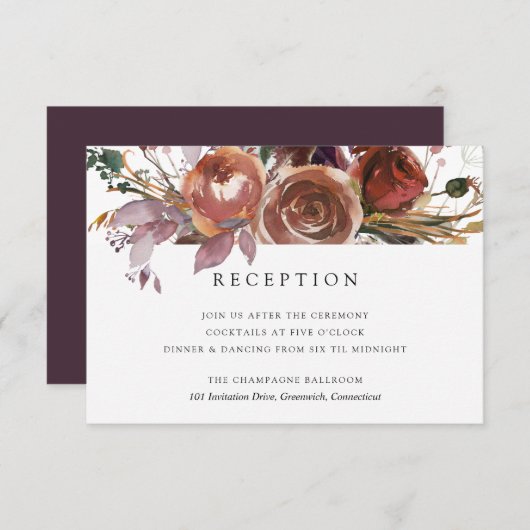 Butterum & プラムの結婚式の受付カード エンクロージャーカード (正面/裏面)