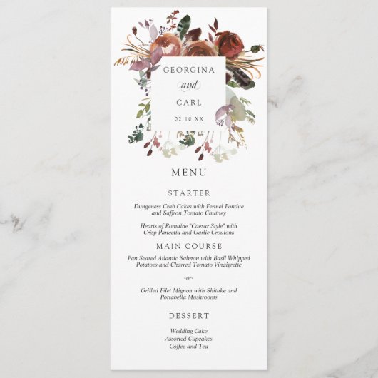 Butterum & Plumの結婚メニューカード メニュー (正面)