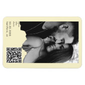 Buttery Yellow Couple Photo QR Code Wedding  マグネット (横)