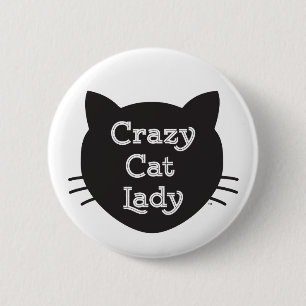 Button熱狂するな猫の女性 缶バッジ