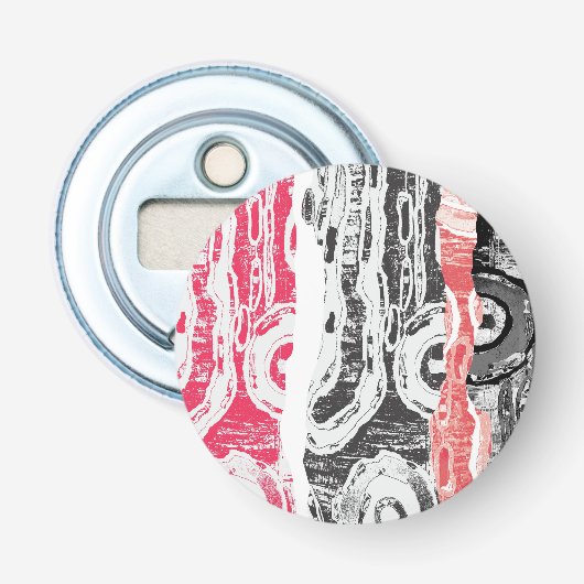 Button Bottle Opener – Abstract Land 栓抜き (正面)