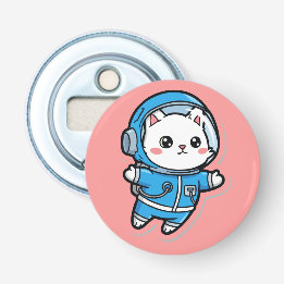 Button Bottle Opener Cute Astronaut Cat Kawaii 栓抜き