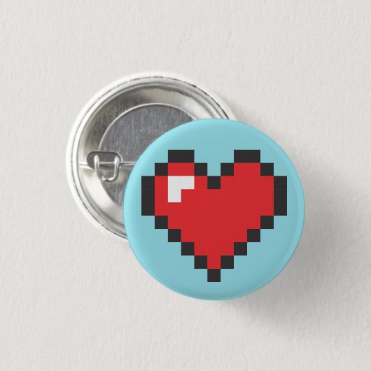 Button Coração 8bits 缶バッジ (正面&裏面)