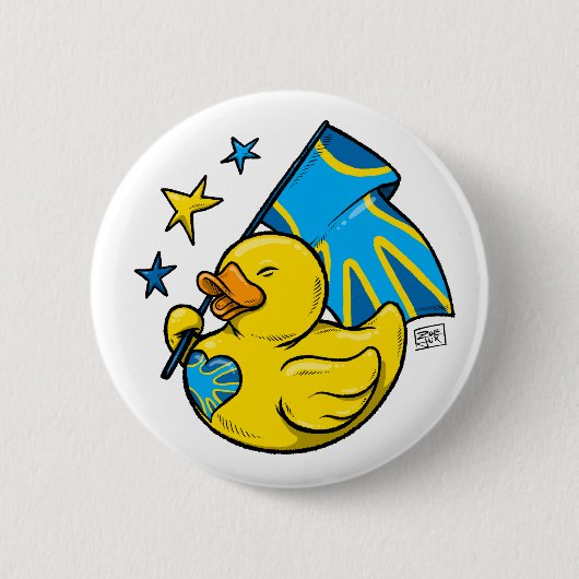 Button Duck with Deafflag Design 缶バッジ (正面)