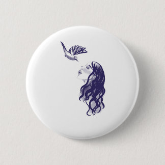 Button Fantasie - Frau und Vogel 缶バッジ