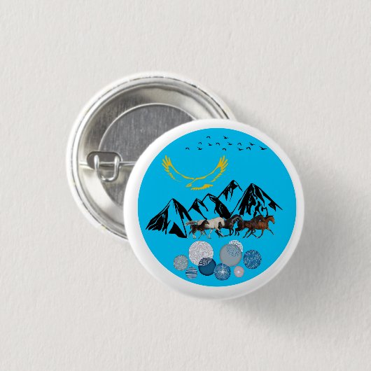 Button Kazakhstan  缶バッジ (正面&裏面)