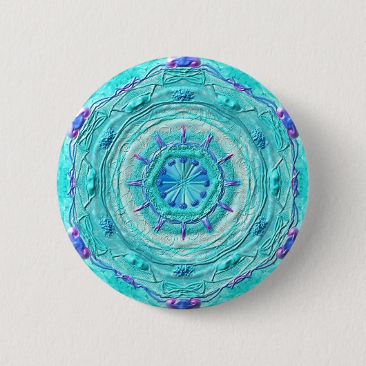 Button Mandala 08 "Türkis" 缶バッジ (正面)