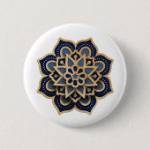 Button-Mandala Design Sewing Button - Navy Blue &  缶バッジ (正面)